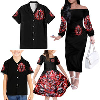 Thunder Skull Family Matching Off Shoulder Long Sleeve Dress and Hawaiian Shirt Never Mistake My Silence For Weakness - Wonder Print Shop