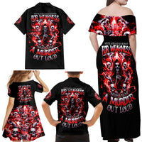 Thunder Skull Family Matching Off Shoulder Maxi Dress and Hawaiian Shirt Never Mistake My Silence For Weakness - Wonder Print Shop