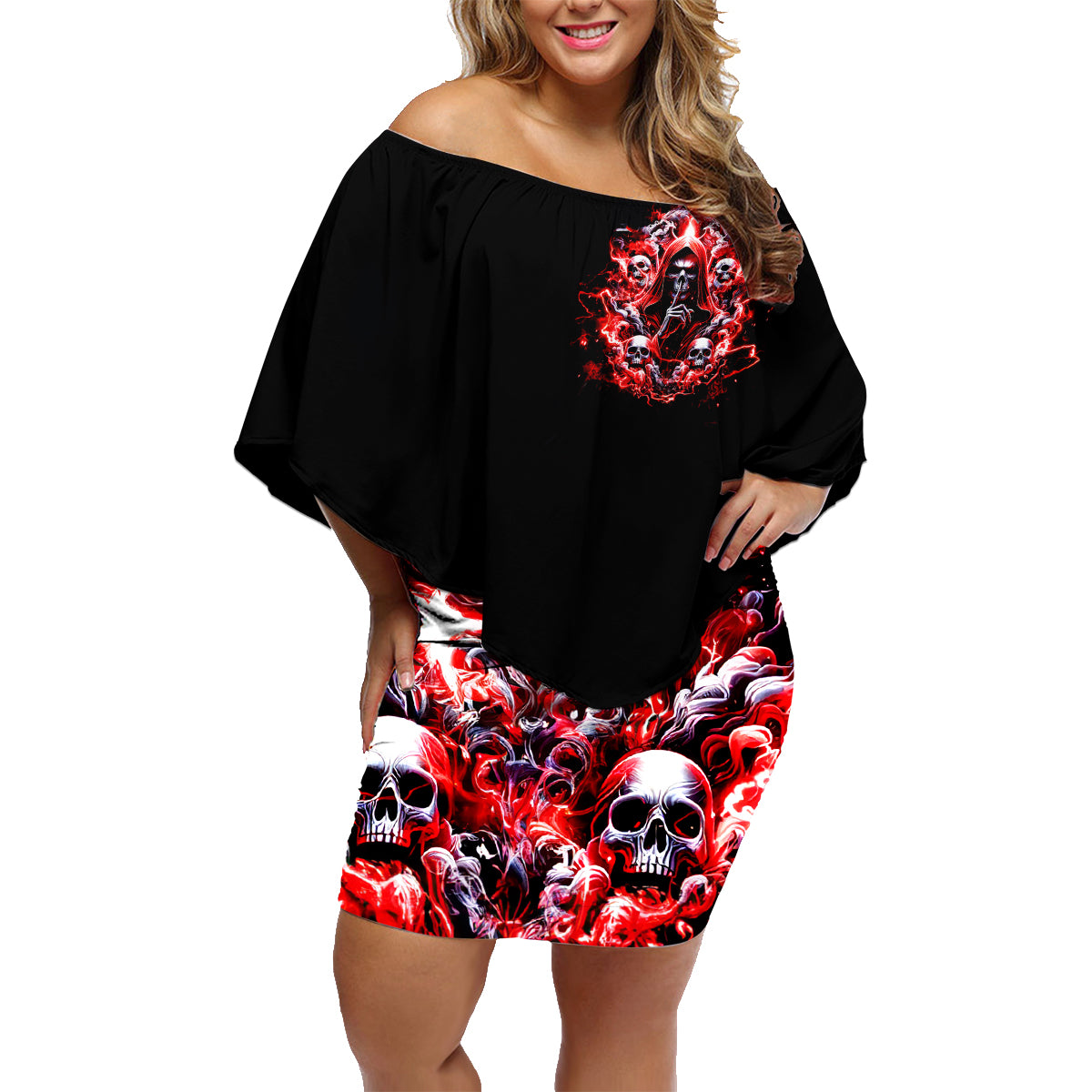 Thunder Skull Family Matching Off Shoulder Short Dress and Hawaiian Shirt Never Mistake My Silence For Weakness - Wonder Print Shop