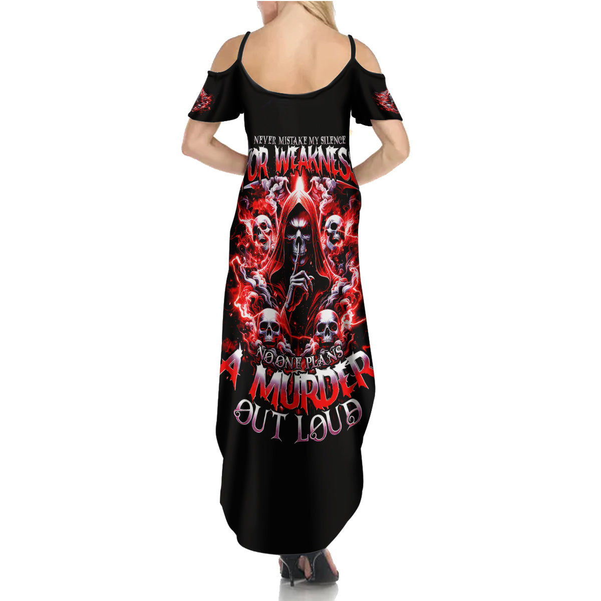 Thunder Skull Family Matching Summer Maxi Dress and Hawaiian Shirt Never Mistake My Silence For Weakness - Wonder Print Shop