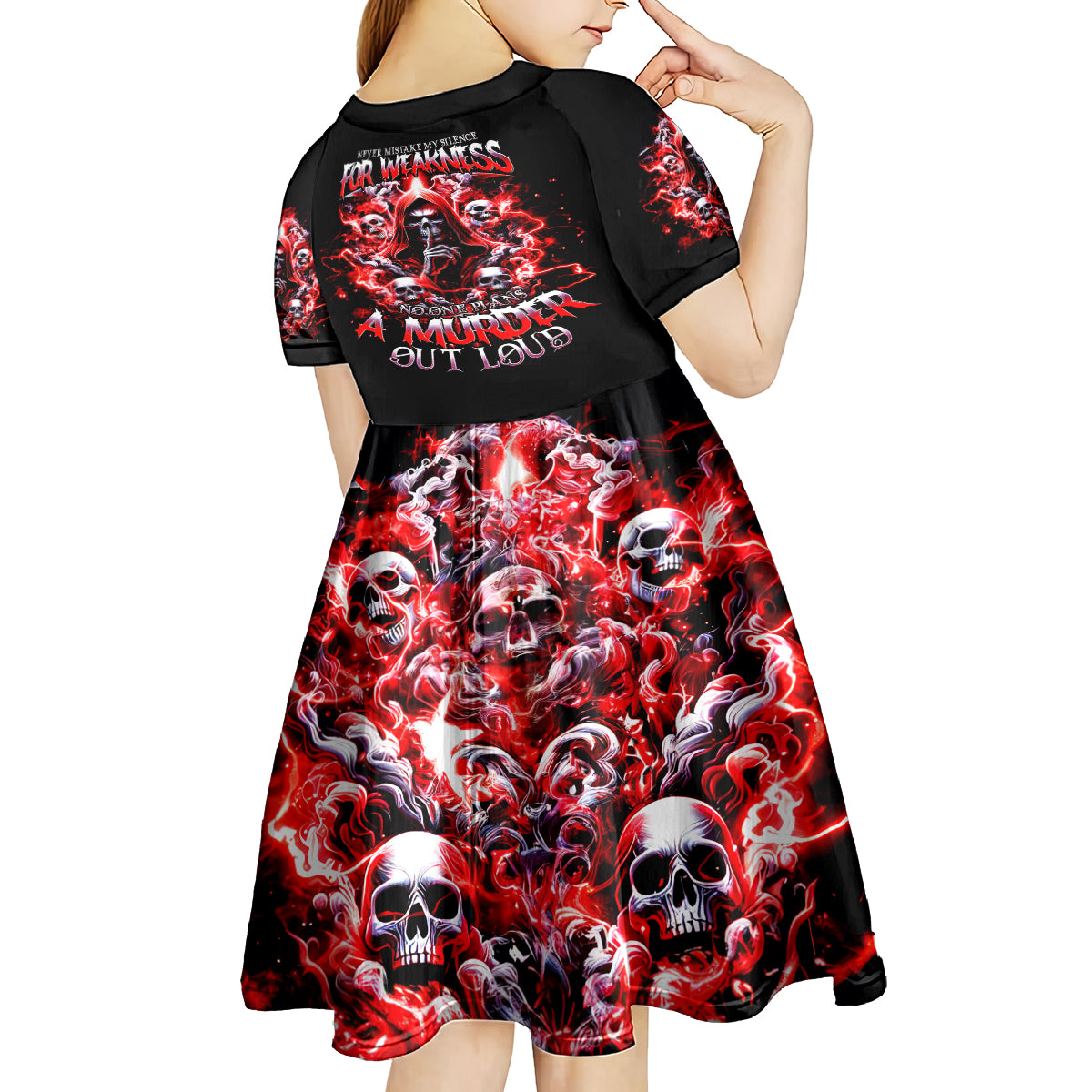 Thunder Skull Kid Short Sleeve Dress Never Mistake My Silence For Weakness - Wonder Print Shop