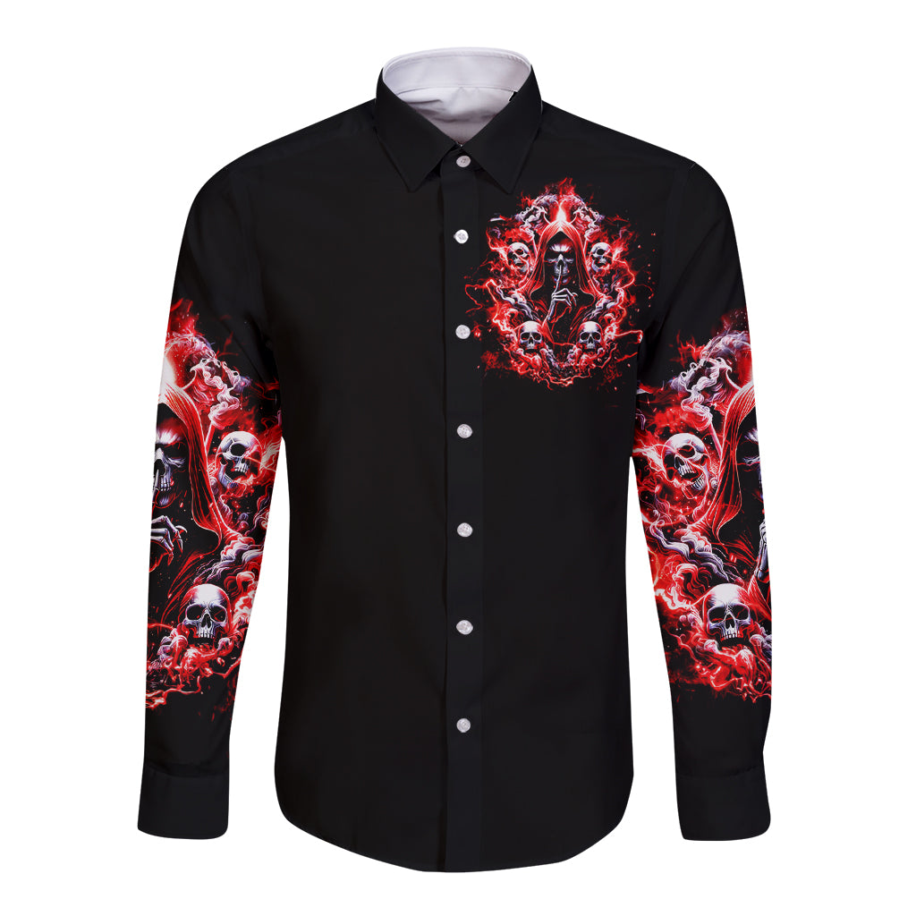 Thunder Skull Long Sleeve Button Shirt Never Mistake My Silence For Weakness - Wonder Print Shop