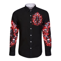 Thunder Skull Long Sleeve Button Shirt Never Mistake My Silence For Weakness - Wonder Print Shop