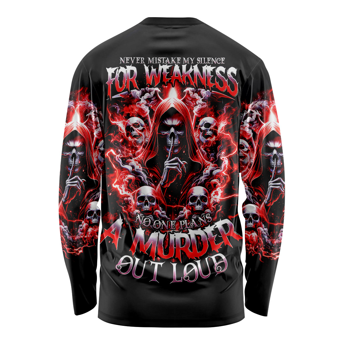 Thunder Skull Long Sleeve Shirt Never Mistake My Silence For Weakness - Wonder Print Shop