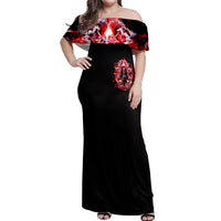 Thunder Skull Off Shoulder Maxi Dress Never Mistake My Silence For Weakness - Wonder Print Shop