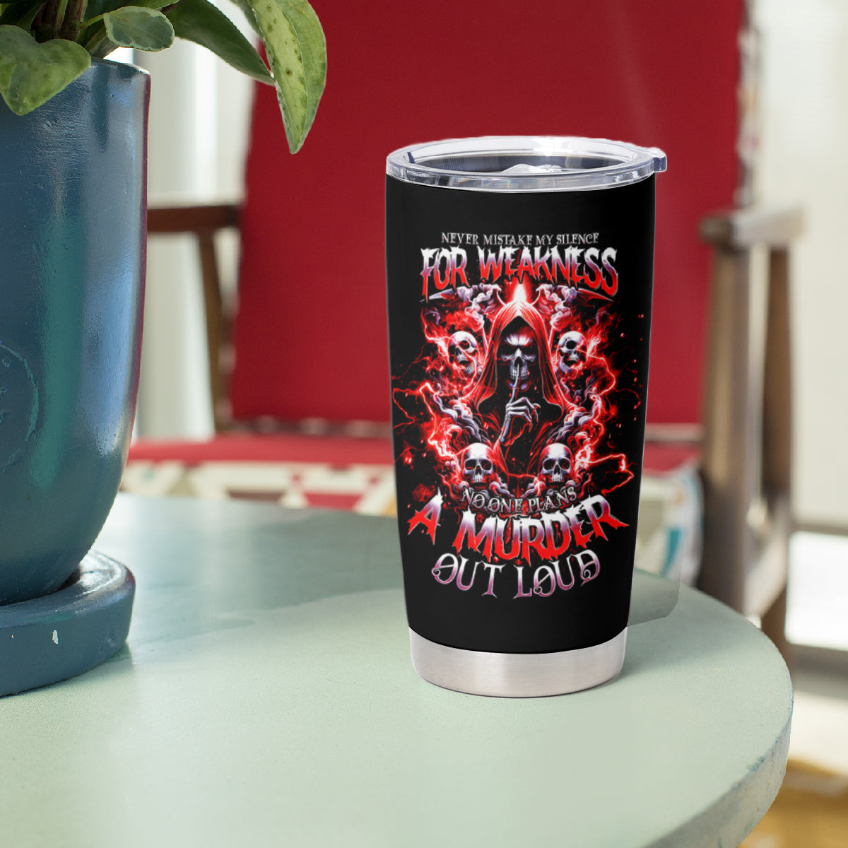 Thunder Skull Tumbler Cup Never Mistake My Silence For Weakness - Wonder Print Shop