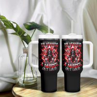 Thunder Skull Tumbler With Handle Never Mistake My Silence For Weakness - Wonder Print Shop