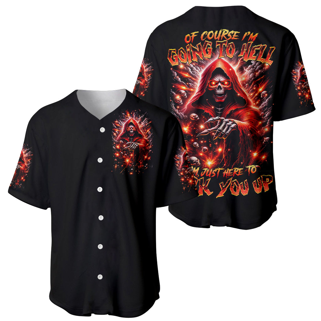 Flame Skull Baseball Jersey Of Course I'm Going To Hell Just Pick You Up - Wonder Print Shop