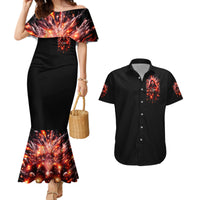 Flame Skull Couples Matching Mermaid Dress and Hawaiian Shirt Of Course I'm Going To Hell Just Pick You Up - Wonder Print Shop