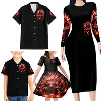 Flame Skull Family Matching Long Sleeve Bodycon Dress and Hawaiian Shirt Of Course I'm Going To Hell Just Pick You Up - Wonder Print Shop