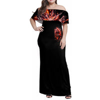 Flame Skull Family Matching Off Shoulder Maxi Dress and Hawaiian Shirt Of Course I'm Going To Hell Just Pick You Up - Wonder Print Shop