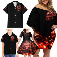 Flame Skull Family Matching Off Shoulder Short Dress and Hawaiian Shirt Of Course I'm Going To Hell Just Pick You Up - Wonder Print Shop