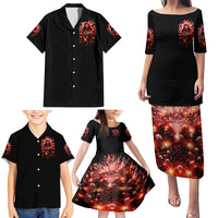 Flame Skull Family Matching Puletasi Dress and Hawaiian Shirt Of Course I'm Going To Hell Just Pick You Up - Wonder Print Shop