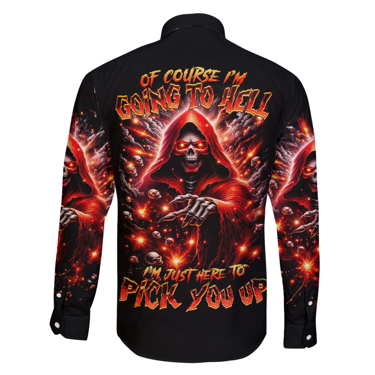 Flame Skull Family Matching Tank Maxi Dress and Hawaiian Shirt Of Course I'm Going To Hell Just Pick You Up - Wonder Print Shop