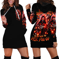 Flame Skull Hoodie Dress Of Course I'm Going To Hell Just Pick You Up - Wonder Print Shop