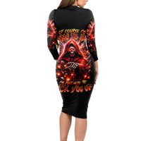 Flame Skull Long Sleeve Bodycon Dress Of Course I'm Going To Hell Just Pick You Up - Wonder Print Shop