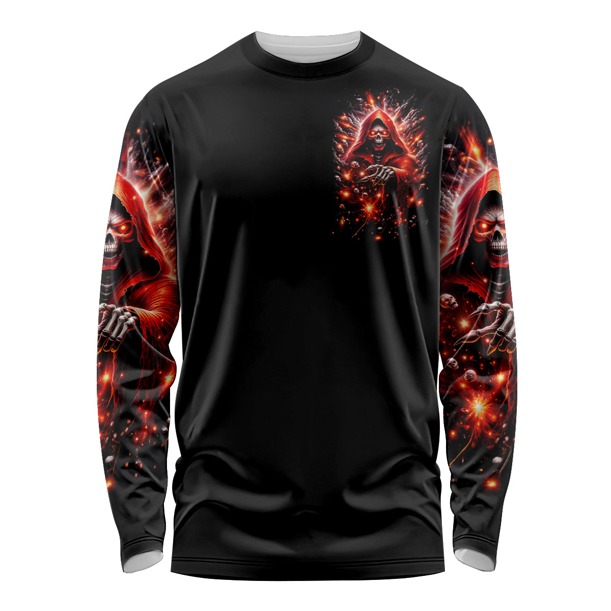 Flame Skull Long Sleeve Shirt Of Course I'm Going To Hell Just Pick You Up - Wonder Print Shop