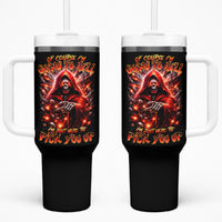 Flame Skull Tumbler With Handle Of Course I'm Going To Hell Just Pick You Up - Wonder Print Shop