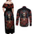 Day of Dead Lady Couples Matching Off Shoulder Maxi Dress and Long Sleeve Button Shirt Sugar Skull Rose Lady - Wonder Print Shop
