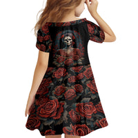Day of Dead Lady Family Matching Long Sleeve Bodycon Dress and Hawaiian Shirt Sugar Skull Rose Lady - Wonder Print Shop
