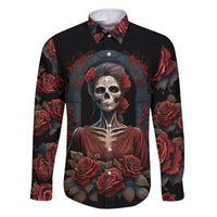 Day of Dead Lady Family Matching Mermaid Dress and Hawaiian Shirt Sugar Skull Rose Lady - Wonder Print Shop