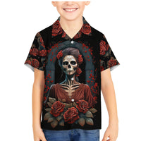 Day of Dead Lady Family Matching Mermaid Dress and Hawaiian Shirt Sugar Skull Rose Lady - Wonder Print Shop