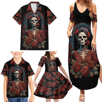 Day of Dead Lady Family Matching Summer Maxi Dress and Hawaiian Shirt Sugar Skull Rose Lady - Wonder Print Shop