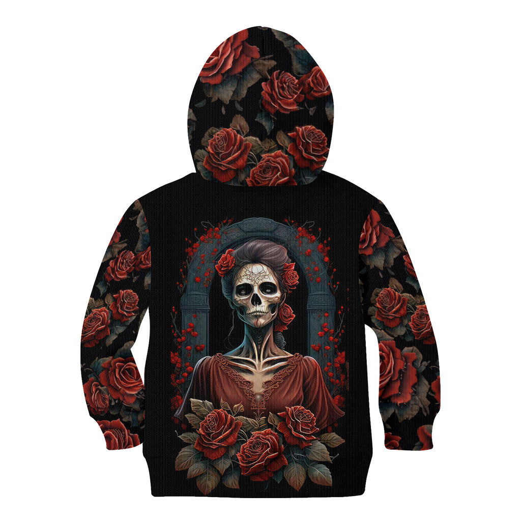 Day of Dead Lady Kid Hoodie Sugar Skull Rose Lady - Wonder Print Shop