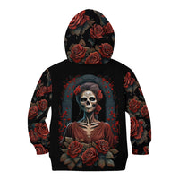 Day of Dead Lady Kid Hoodie Sugar Skull Rose Lady - Wonder Print Shop