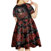 Day of Dead Lady Kid Short Sleeve Dress Sugar Skull Rose Lady - Wonder Print Shop