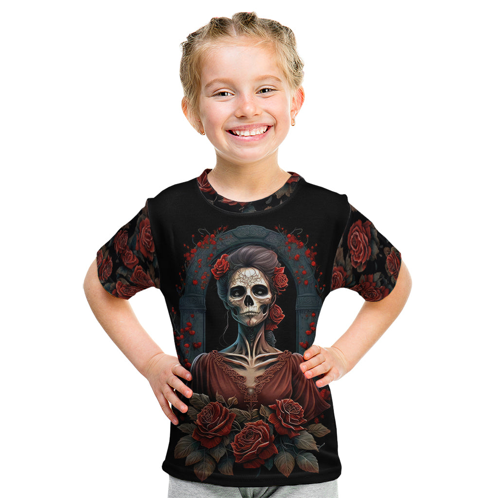 Day of Dead Lady Kid T Shirt Sugar Skull Rose Lady - Wonder Print Shop