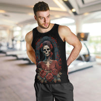 Day of Dead Lady Men Tank Top Sugar Skull Rose Lady - Wonder Print Shop