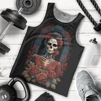 Day of Dead Lady Men Tank Top Sugar Skull Rose Lady - Wonder Print Shop