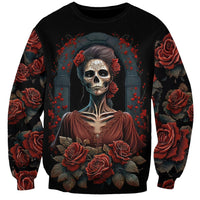 Day of Dead Lady Sweatshirt Sugar Skull Rose Lady - Wonder Print Shop