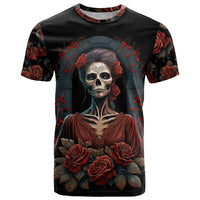 Day of Dead Lady T Shirt Sugar Skull Rose Lady - Wonder Print Shop