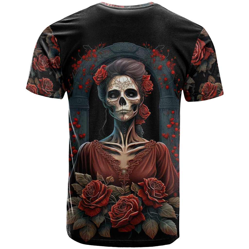 Day of Dead Lady T Shirt Sugar Skull Rose Lady - Wonder Print Shop