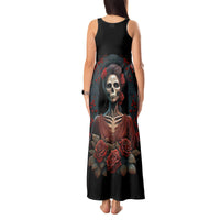 Day of Dead Lady Tank Maxi Dress Sugar Skull Rose Lady - Wonder Print Shop