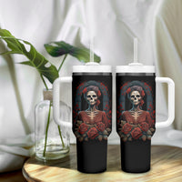 Day of Dead Lady Tumbler With Handle Sugar Skull Rose Lady - Wonder Print Shop