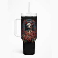 Day of Dead Lady Tumbler With Handle Sugar Skull Rose Lady - Wonder Print Shop