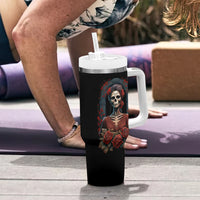 Day of Dead Lady Tumbler With Handle Sugar Skull Rose Lady - Wonder Print Shop