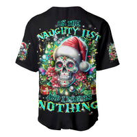 Christmas Skull Baseball Jersey On The Naughty List I Regret Nothing - Wonder Print Shop
