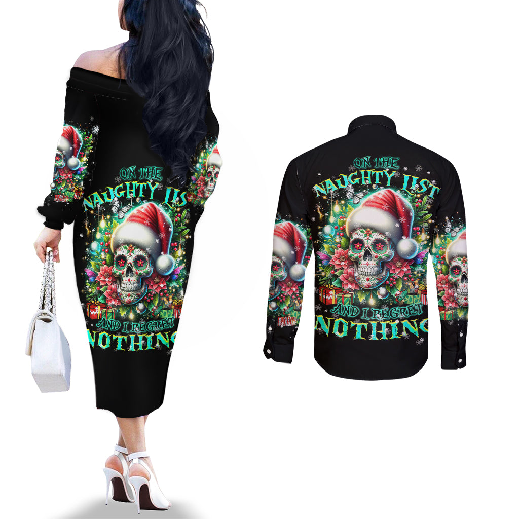 christmas-skull-couples-matching-off-the-shoulder-long-sleeve-dress-and-long-sleeve-button-shirt-on-the-naughty-list-i-regret-nothing