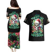 Christmas Skull Couples Matching Puletasi Dress and Hawaiian Shirt On The Naughty List I Regret Nothing - Wonder Print Shop