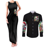 Christmas Skull Couples Matching Tank Maxi Dress and Long Sleeve Button Shirt On The Naughty List I Regret Nothing - Wonder Print Shop