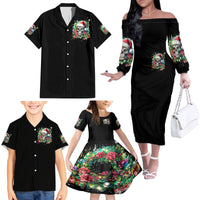 Christmas Skull Family Matching Off Shoulder Long Sleeve Dress and Hawaiian Shirt On The Naughty List I Regret Nothing - Wonder Print Shop