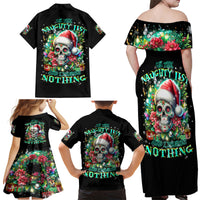 Christmas Skull Family Matching Off Shoulder Maxi Dress and Hawaiian Shirt On The Naughty List I Regret Nothing - Wonder Print Shop