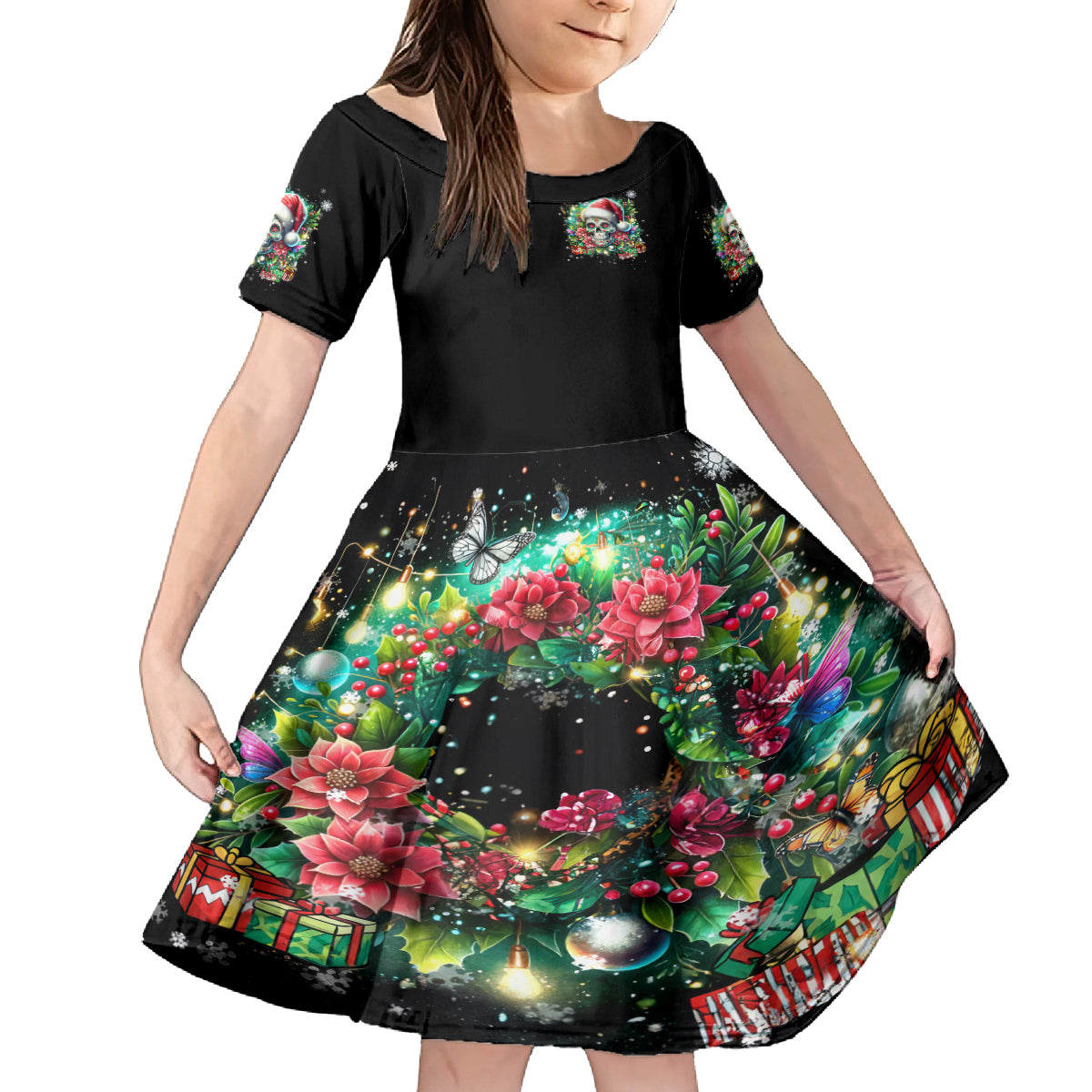 Christmas Skull Family Matching Puletasi Dress and Hawaiian Shirt On The Naughty List I Regret Nothing - Wonder Print Shop