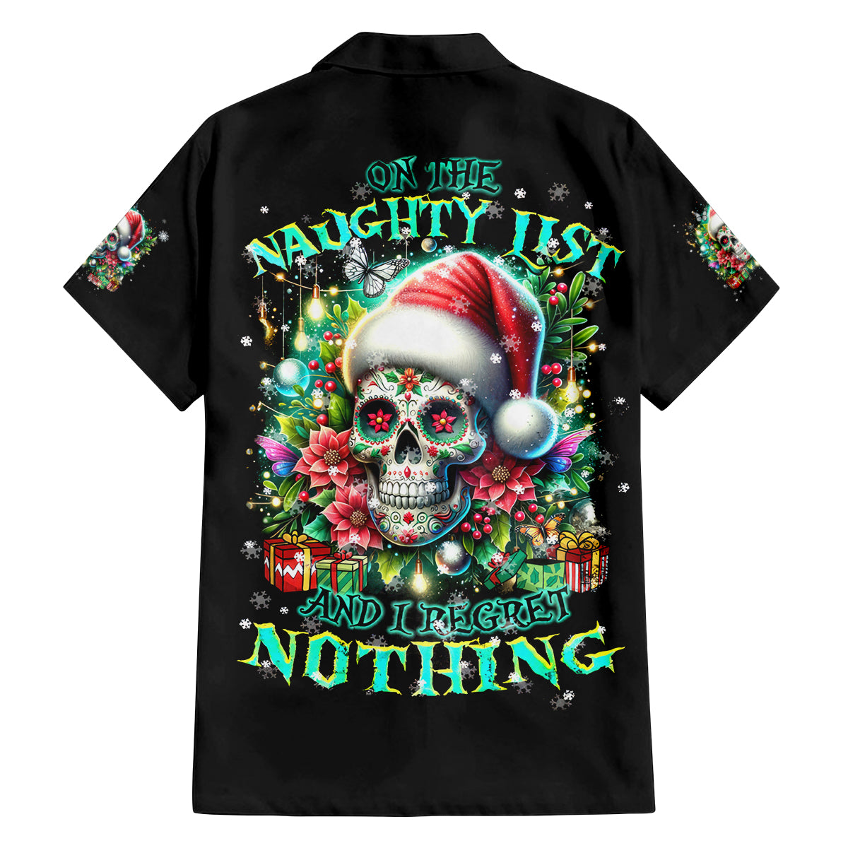 Christmas Skull Family Matching Tank Maxi Dress and Hawaiian Shirt On The Naughty List I Regret Nothing - Wonder Print Shop