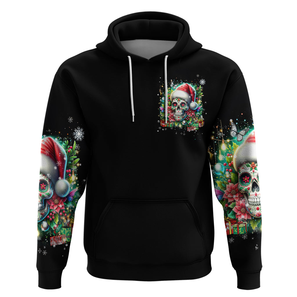 Christmas Skull Hoodie On The Naughty List I Regret Nothing - Wonder Print Shop