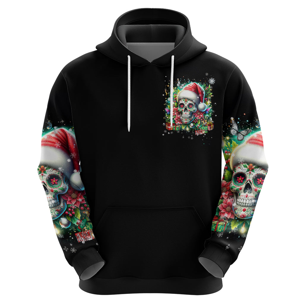 Christmas Skull Hoodie On The Naughty List I Regret Nothing - Wonder Print Shop